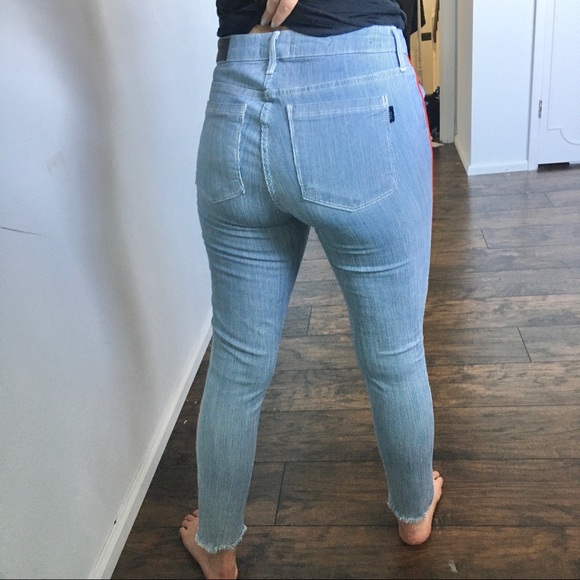 Parker Smith | Skinny Step-Hem Mid-Rise stripe Jeans - Picture 6 of 13